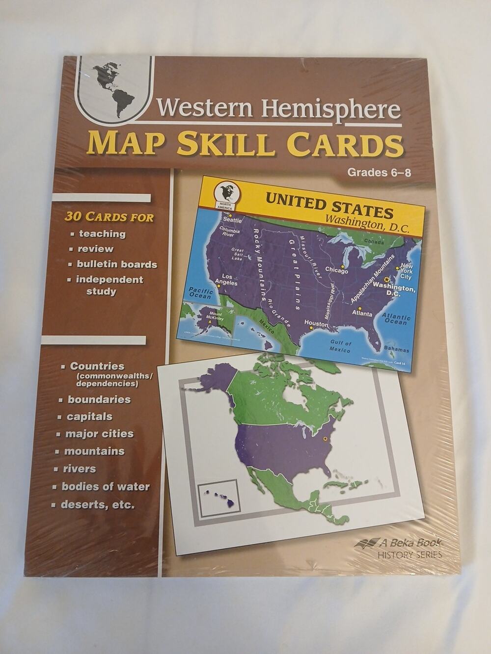 Abeka Western Hemisphere Map Skill Cards GR 6-8 Homeschool